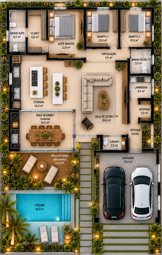 Planta baixa da Residência Aura